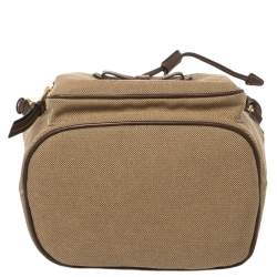 مملوكة مسبقًا حقيبة باكيت برادا كانفاس بني جاكار بالشعار وحواف جلد