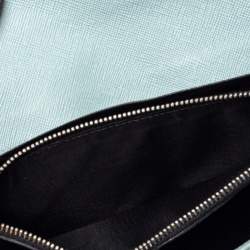 Pre Owned Prada Light Blue Saffiano Leather Turn Lock Continental Wallet