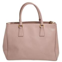 Pre Owned Prada Dusty Pink Saffiano Lux Leather Medium Galleria Tote