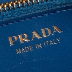 Pre Owned Prada Blue Vitello Move Leather Flap Continental Wallet