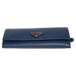 مملوكة مسبقًا محفظة برادا كونتينينتال قلاب جلد سافيانو لوكس أزرق
