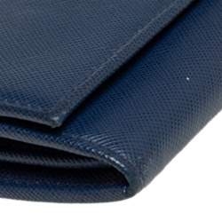 مملوكة مسبقًا محفظة برادا كونتينينتال قلاب جلد سافيانو لوكس أزرق