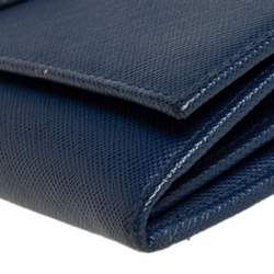 مملوكة مسبقًا محفظة برادا كونتينينتال قلاب جلد سافيانو لوكس أزرق