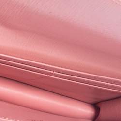 Pre Owned Prada Pink Vitello Move Leather Wallet On Chain