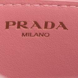 Pre Owned Prada Pink Vitello Move Leather Wallet On Chain