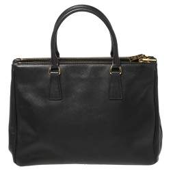 Pre Owned Prada Black Saffiano Lux Leather Medium Galleria Tote