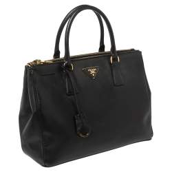 Pre Owned Prada Black Saffiano Lux Leather Medium Galleria Tote