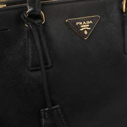 Pre Owned Prada Black Saffiano Lux Leather Medium Galleria Tote
