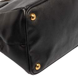Pre Owned Prada Black Saffiano Lux Leather Large Galleria Double Tip Tote