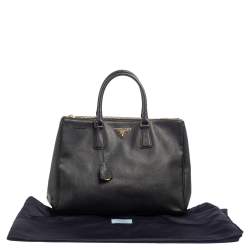 Pre Owned Prada Black Saffiano Lux Leather Large Galleria Double Tip Tote