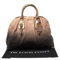 Pre Owned Prada Ombre Beige Glaze Leather Dome Satchel
