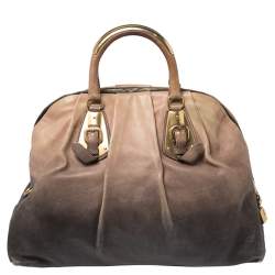 Pre Owned Prada Ombre Beige Glaze Leather Dome Satchel