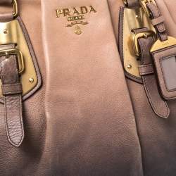 Pre Owned Prada Ombre Beige Glaze Leather Dome Satchel