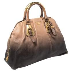 Pre Owned Prada Ombre Beige Glaze Leather Dome Satchel