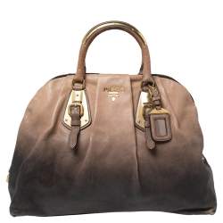 Pre Owned Prada Ombre Beige Glaze Leather Dome Satchel