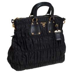 Pre Owned Prada Black  Nylon Tessuto Gaufre Tote