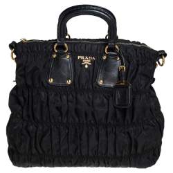Pre Owned Prada Black  Nylon Tessuto Gaufre Tote