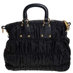 Pre Owned Prada Black  Nylon Tessuto Gaufre Tote