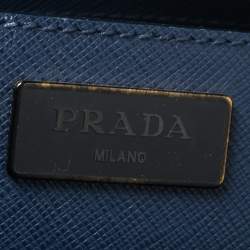 Pre Owned Prada Navy Blue Saffiano Lux Leather Large Double Zip Tote