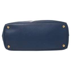Pre Owned Prada Navy Blue Saffiano Lux Leather Large Double Zip Tote