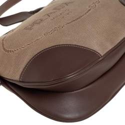 Pre Owned Prada Beige/Brown Jacquard Canvas And Leather Crossbody Bag