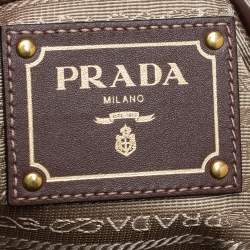 Pre Owned Prada Beige/Brown Jacquard Canvas And Leather Crossbody Bag