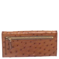 Pre Owned Prada Tan Ostrich Continental Wallet