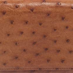 Pre Owned Prada Tan Ostrich Continental Wallet