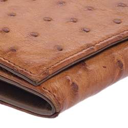 Pre Owned Prada Tan Ostrich Continental Wallet