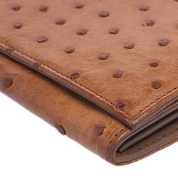 Pre Owned Prada Tan Ostrich Continental Wallet
