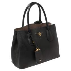 مملوكة مسبقًا حقيبة يد توتس برادا جلد سافيانو كوير صغيرة بيد مزدوجة