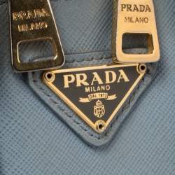 Pre Owned Prada Light Blue Saffiano Lux Leather Mini Promenade Satchel