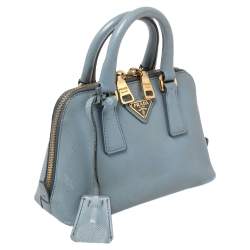 Pre Owned Prada Light Blue Saffiano Lux Leather Mini Promenade Satchel