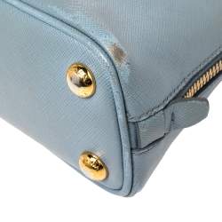Pre Owned Prada Light Blue Saffiano Lux Leather Mini Promenade Satchel
