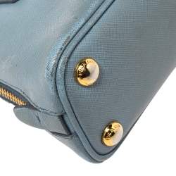 Pre Owned Prada Light Blue Saffiano Lux Leather Mini Promenade Satchel
