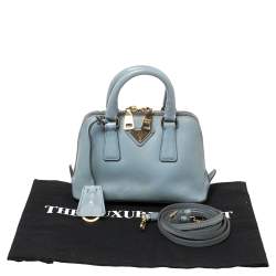 Pre Owned Prada Light Blue Saffiano Lux Leather Mini Promenade Satchel