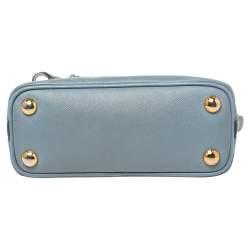 Pre Owned Prada Light Blue Saffiano Lux Leather Mini Promenade Satchel