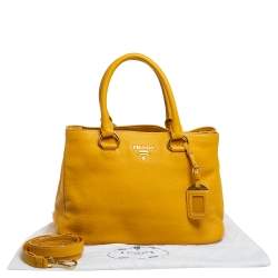 Prada Mustard Yellow Vitello Daino Leather Tote