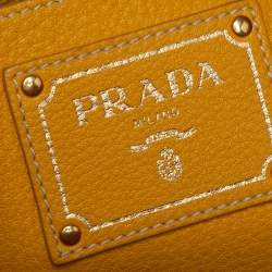 Prada Mustard Yellow Vitello Daino Leather Tote