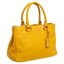 Prada Mustard Yellow Vitello Daino Leather Tote