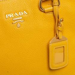 Prada Mustard Yellow Vitello Daino Leather Tote