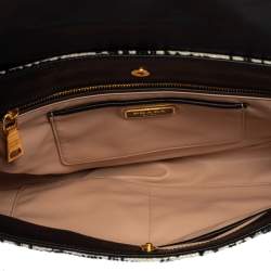 Pre Owned Prada Black/White Printed Tweed Turnlock Flap Clutch