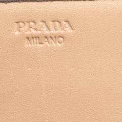 Pre Owned Prada Taupe Leather Flap Continental Wallet