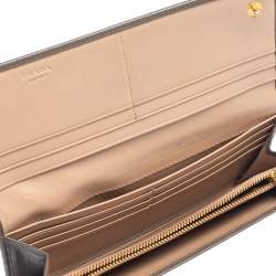 Pre Owned Prada Taupe Leather Flap Continental Wallet