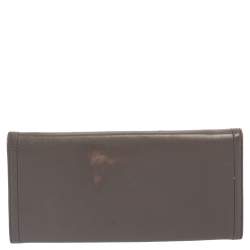 Pre Owned Prada Taupe Leather Flap Continental Wallet