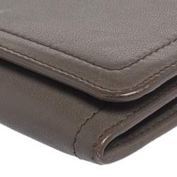 Pre Owned Prada Taupe Leather Flap Continental Wallet