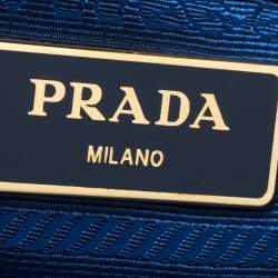 Pre Owned Prada Blue Saffiano Lux Leather Mini Galleria Double Zip Tote