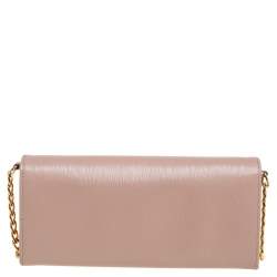 Pre Owned Prada Nude Vitello Move Leather Leather Wallet On Chain