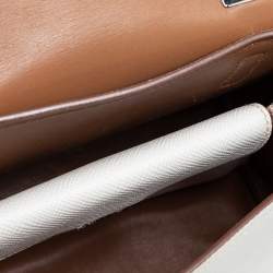 Pre Owned Prada White Leather Turn Lock Top Handle Bag