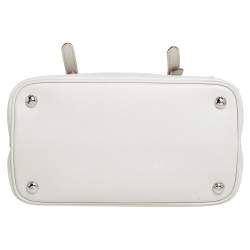 Pre Owned Prada White Leather Turn Lock Top Handle Bag